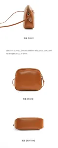 Leather crossbody phone bag detail view showing side, back and bottom angles for women.