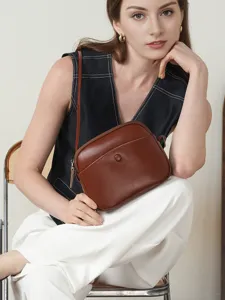 Women's Genuine Leather Crossbody Bag Minimalist Top-Layer Cowhide Mobile Phone Shoulder Bag Casual Daily Commute Small Purse
