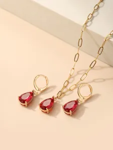 Squisita parure di gioielli collana e orecchini zircone goccia in elegante colore oro.