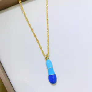 Collana con Pendente a Capsula Catena d'Oro Stile Dopamina Gioielli Moda per Donne