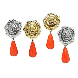 Orecchini rosa barocco vintage goccia stile corte elegante donna gioielli immagine principale