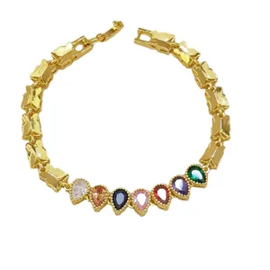 Elegante bracciale con farfalle in zirconi multicolore placcato oro di moda