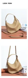 Soft genuine leather hobo crossbody bag detail showing premium texture and adjustable strap.