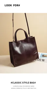 Detail of the premium vegetable-tanned leather tote bag, showcasing fine texture and stitching.