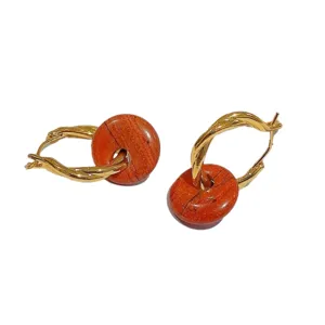 Orecchini in pietra naturale, design di nicchia orecchini a cerchio in rame con foro rotondo donna.