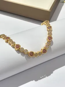 Bracciale trifoglio in zircone cubico colorato placcato oro gioielli di modo di lusso