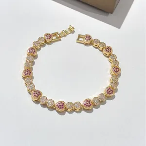 Bracciale tennis con cuore in zircone cubico color oro da donna gioielli di lusso