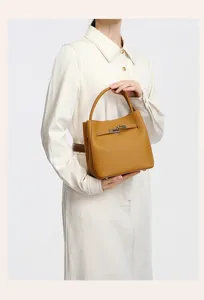 Leather bucket bag women handbag classic crossbody bag casual daily commuting use.