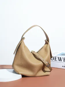 Leather hobo shoulder bag for women, premium soft cowhide crossbody tote, casual daily commuting.
