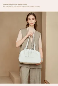 Women genuine leather boston bag large capacity shoulder handbag commuting casual daily use