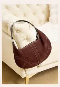 Borsa a tracolla dumpling casual in vera pelle, elegante borsa da donna alla moda.