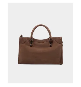 brown suede women handbag vintage motorcycle shoulder bag elegant minimalist tote bag