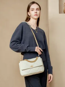 Borsa a tracolla trapuntata con catena donna elegante borsa crossbody in pelle PU.