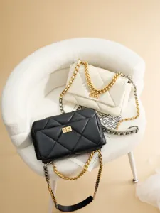 Borsa a tracolla trapuntata da donna, elegante borsa messenger in pelle PU per uso quotidiano.