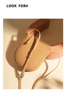 Echte Leder Umhängetasche für Damen, stilvolle kleine Handytasche mit verstellbarem Gurt.