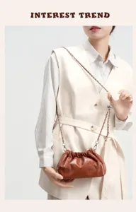 Borsa a tracolla da donna in vera pelle nuvola plisse borsa elegante con catena