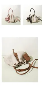 Niche design canvas cloud bag casual versatile women's drawstring shoulder crossbody handbag.