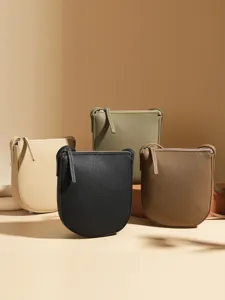 Damen Echtes Leder Umhängetasche Mode Einfarbig Handytasche Kleine Satteltasche Tägliche Vielseitige Damen Handtasche