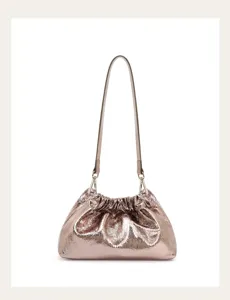 Borsa a tracolla nuvola arricciata metallizzata, elegante borsa da donna per tutti i giorni.