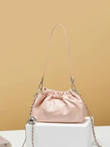 Borsa a tracolla nuvola in pelle arricciata rosa elegante borsa versatile con catena.