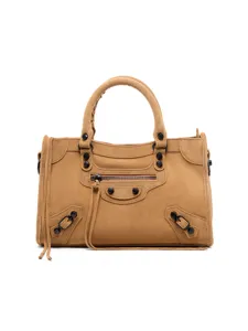Brown suede motorcycle handbag for women stylish top handle shoulder bag with tassels