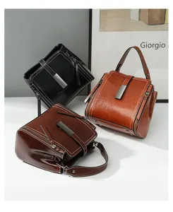 Women's genuine leather handbag minimalist shoulder bag large capacity casual commuting bag