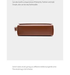 Minimalist brown leather shoulder crossbody bag, sleek design for daily commute and casual use.