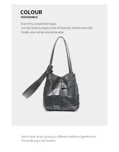 Detailed view of genuine leather woven shoulder bag showing exquisite handcrafted texture and design.
