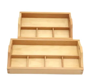 Wooden baby sorting tray, Montessori early education teaching aid, multi-compartment storage.