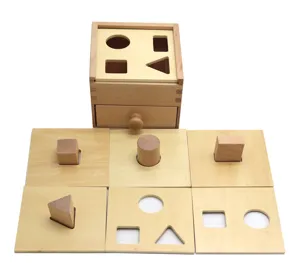 Montessori Holz geometrische Form Sortierbox Detail, Buchenholz Früherziehung.
