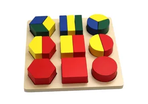 Holz geometrische Bruchteile Puzzle Brett für Kinder Früherziehung mathematische Lernspielzeug