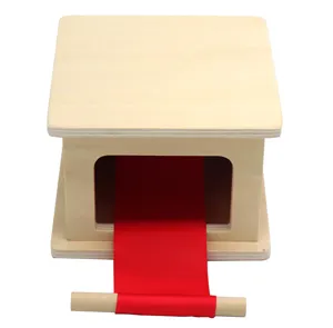 Wooden Montessori Educational Toy Ribbon Pulling Box Fine Motor Skills Training for Kids