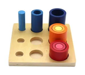 Montessori wooden cylinder socket blocks sensory educational toy early childhood learning puzzle
