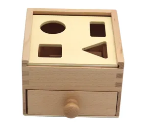 Montessori Holz Sortierbox für Geometrie, Früherziehung Lernspielzeug mit Schublade für Kleinkinder.