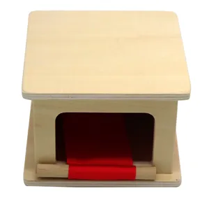 Montessori wooden early education toy hand-eye coordination training box with red ribbon