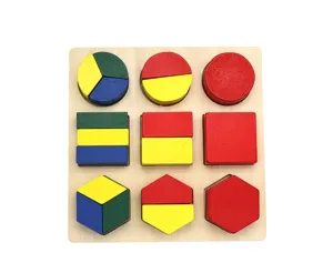 Hölzernes Bruchrechnen Puzzle Montessori Mathe Lernspielzeug Geometrische Formen Set