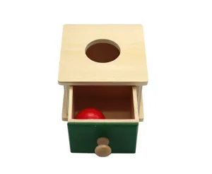 Montessori wooden ball drop box toy object permanence box with drawer for kids early education