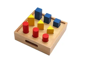 Wooden geometric shape sorting toy, montessori educational stacking blocks for kids and toddlers.