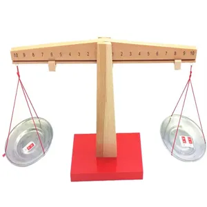 Montessori wooden balance scale toy kids early math educational teaching aid scale pan