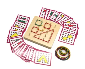 Montessori wooden geoboard math manipulative educational toy shape cognitive puzzle for kids.