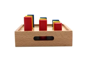 Montessori wooden geometric shape sorting toy, early education staircase blocks for kids.