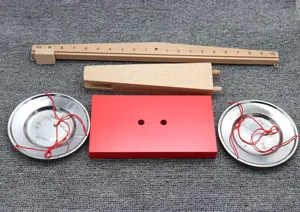 Montessori wooden balance scale toy detail, educational math learning toy parts and scale pans set.