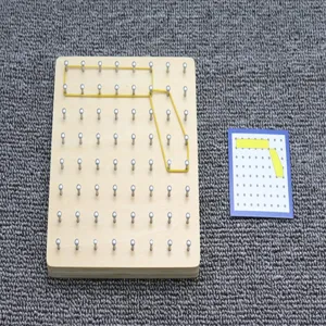 Wooden geoboard math shape learning toy for kids early education Montessori peg board with rubber bands