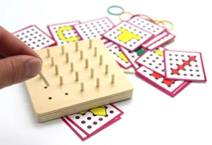 Wooden geoboard Montessori educational toy with cards for kids shape and math learning