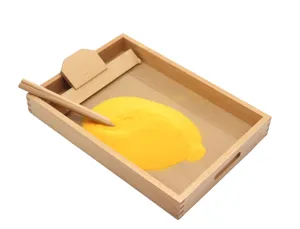 Montessori wooden sand tray for early education, children writing sensory learning toy.