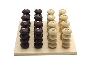 Large 3D gravity four-in-a-row wooden logic board game Montessori educational toy for kids.