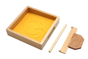Montessori wooden sand tray toy for kids early education and learning practice tool.