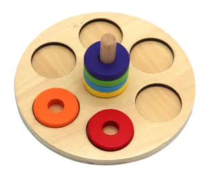 Hölzernes Montessori Frühlernspielzeug Farbzuordnung Stapelringe Kleinkind Lernspiel
