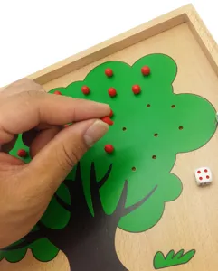 Montessori wooden apple tree math toy sorting game educational toy for young kids