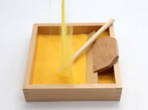 Montessori wooden sand tray toy detail, early education learning sensory toy for kids.